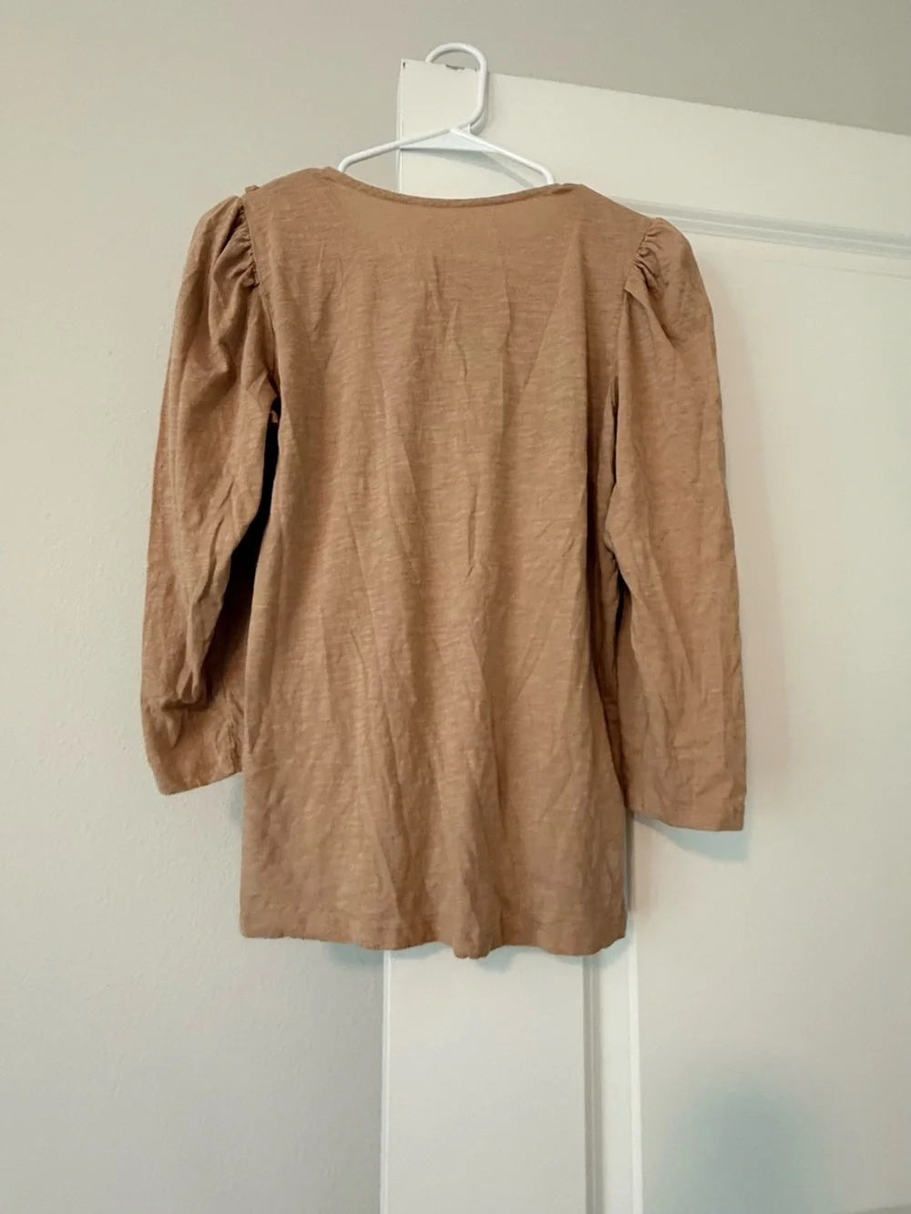LOFT Brown Eyelet Yoke Peasant Blouse